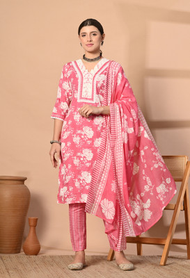 Seemrat Floral Print Kurta, Trouser/Pant & Dupatta Set