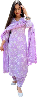 KRATI CREATIONS Floral Print Kurta, Salwar & Dupatta Set