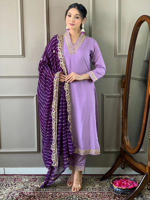 JAPNAAM Embroidered Kurta, Trouser/Pant & Dupatta Set