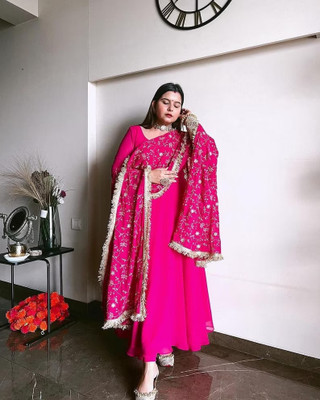 GRISHU COLLECTION Embroidered Anarkali Kurta, Bottom & Dupatta Set