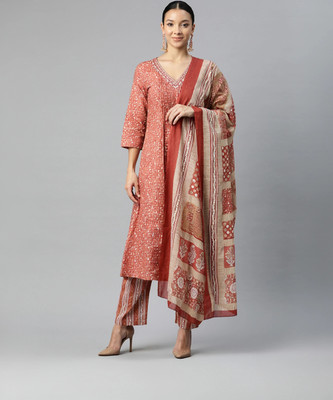 YURI'S Geometric Print Kurta, Trouser/Pant & Dupatta Set
