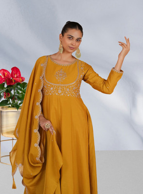 KHANJAN FASHION Embroidered Kurta, Trouser/Pant & Dupatta Set