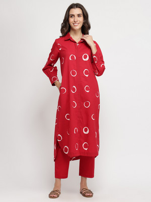 Pink Fort Geometric Print Kurta, Trouser/Pant & Dupatta Set