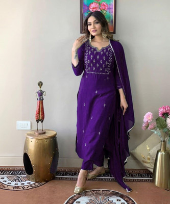 Ras Madhuri Embroidered Kurta, Trouser/Pant & Dupatta Set