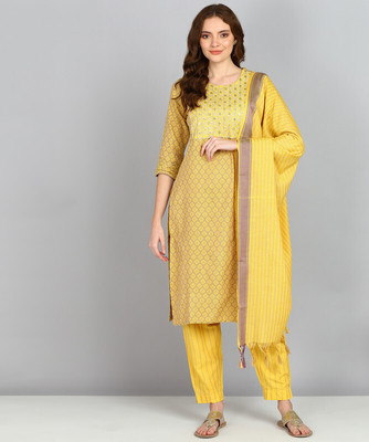 COLORVIBES Self Design, Woven Kurta, Trouser/Pant & Dupatta Set