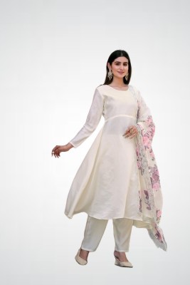 Riva Solid Kurta, Trouser/Pant & Dupatta Set