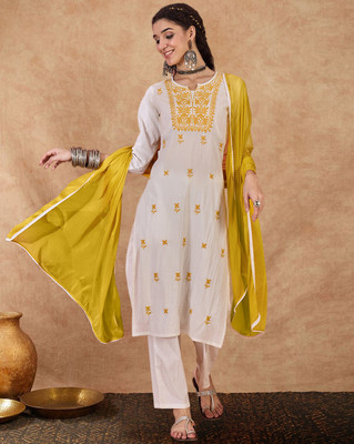 Tasrika Embroidered Kurta, Trouser/Pant & Dupatta Set