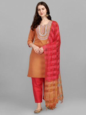 FABDEAL Embroidered Kurta, Trouser/Pant & Dupatta Set