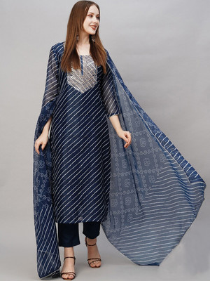 VSSTextile Striped Kurta, Trouser/Pant & Dupatta Set