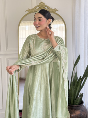OMICRON FAB Embroidered Kurta, Palazzo & Dupatta Set