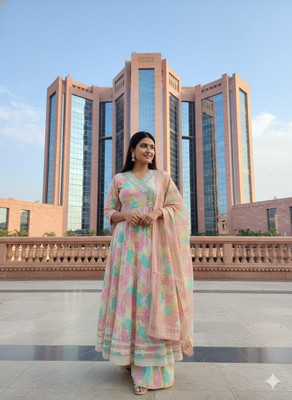 ms create Printed Kurta, Palazzo & Dupatta Set