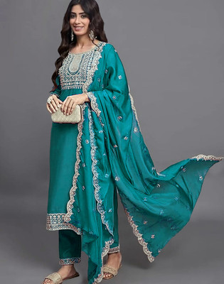 SHIVAYFAB Embroidered Kurta, Trouser/Pant & Dupatta Set