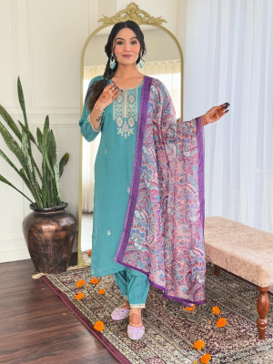 ETHICS FASHIONABLES Embroidered Kurta, Dhoti Pant & Dupatta Set