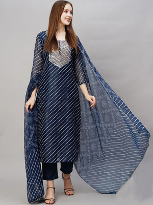 RAS RANI Embroidered Kurta, Salwar & Dupatta Set
