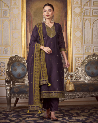 Fourleaf Self Design Kurta, Trouser/Pant & Dupatta Set