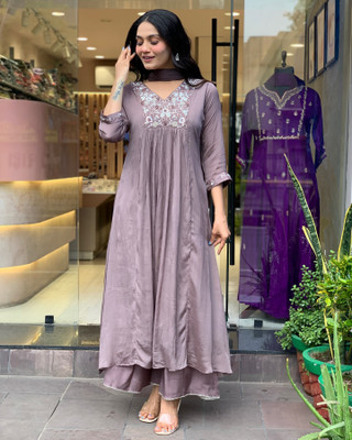 Varudi Enterprise Embroidered Kurta, Trouser/Pant & Dupatta Set