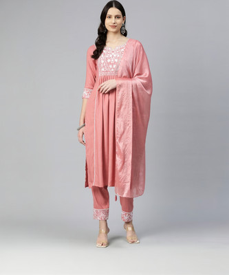 Readiprint Fashions Embroidered Kurta, Trouser/Pant & Dupatta Set