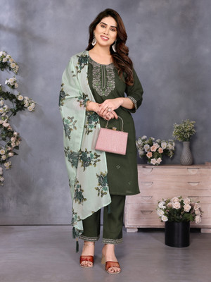 CYNOR ENTERPRISE Embroidered Kurta, Palazzo & Dupatta Set
