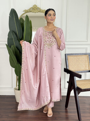 PILUDI Embroidered Kurta, Salwar & Dupatta Set