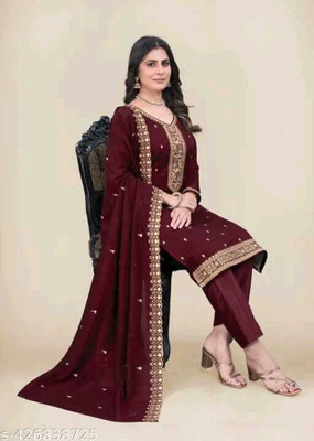 ROHEENI CREATION Embroidered Kurta, Trouser/Pant & Dupatta Set