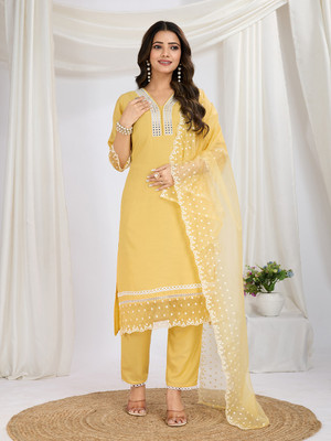 Shyam Fashion Embroidered Kurta, Trouser/Pant & Dupatta Set