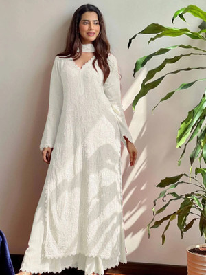 ANAGH Embroidered Kurta, Palazzo & Dupatta Set