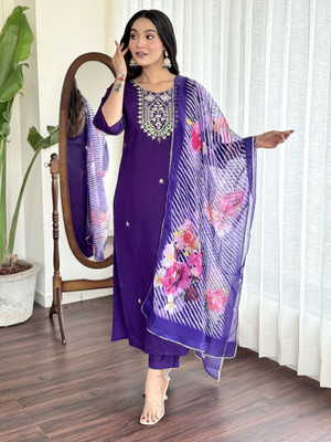 Aarohi creation Embroidered Kurta, Trouser/Pant & Dupatta Set
