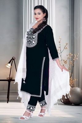 SABRANG MIX & MATCH Embroidered Kurta, Trouser/Pant & Dupatta Set
