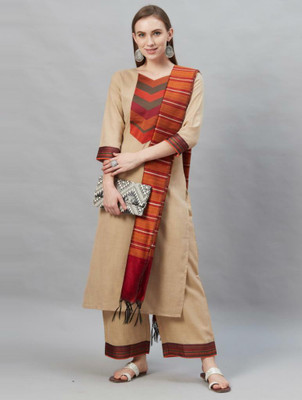 NPimpex Self Design, Striped Kurta, Palazzo & Dupatta Set