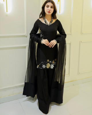 kiwastudio Embroidered Kurta, Palazzo & Dupatta Set