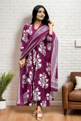 Yusra Floral Print Kurta, Trouser/Pant & Dupatta Set