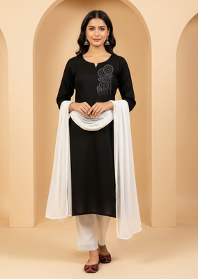 A A TEXTILES Embellished Anarkali Kurta, Bottom & Dupatta Set