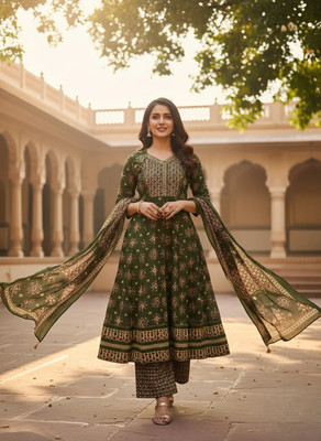 Neeralifestyle Printed Anarkali Kurta, Bottom & Dupatta Set