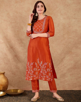 Sangria Embroidered Kurta, Trouser/Pant & Dupatta Set
