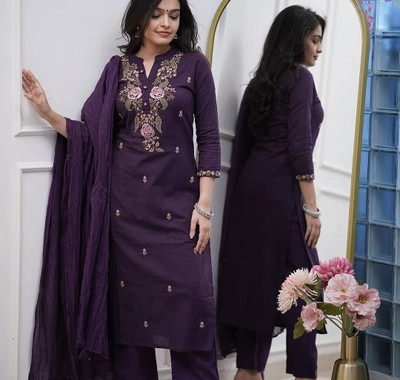Teegital Embroidered Kurta, Trouser/Pant & Dupatta Set