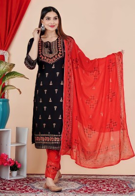 Aarohi Embroidered Kurta, Trouser/Pant & Dupatta Set