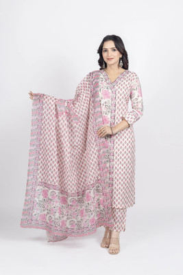 ARUWA Floral Print Kurta, Trouser/Pant & Dupatta Set