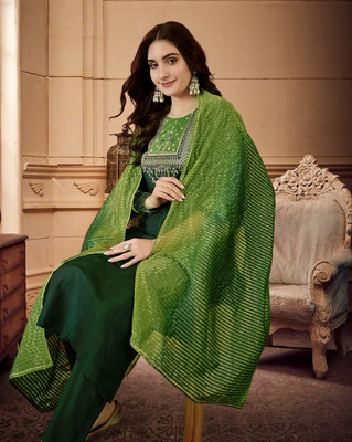 Tasrika Embroidered Kurta, Trouser/Pant & Dupatta Set