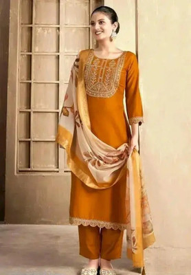 kanjivarni Embroidered Kurta, Trouser/Pant & Dupatta Set