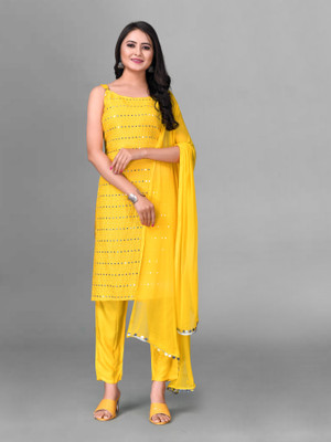FESHILIOUS Embellished Kurta, Trouser/Pant & Dupatta Set