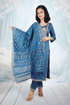 Bilori Embroidered Kurta, Trouser/Pant & Dupatta Set