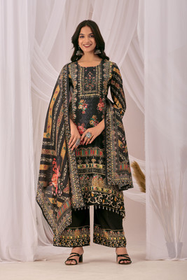 bindudi Floral Print Kurta, Palazzo & Dupatta Set