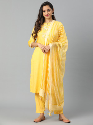 TrueStride Embroidered Kurta, Trouser/Pant & Dupatta Set