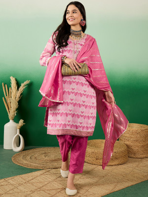 SANGARIA Cotton Blend Printed Salwar Suit Material
