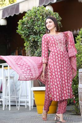 Vifa Plus Indi Printed Kurta, Trouser/Pant & Dupatta Set