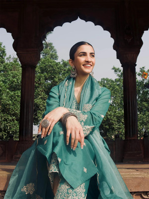 Tasrika Embroidered Kurta, Palazzo & Dupatta Set