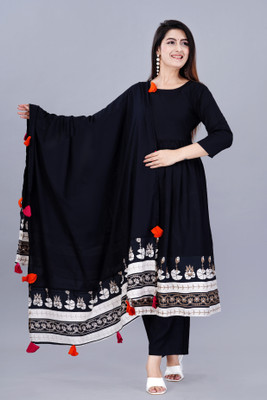 Khavas creations Printed Anarkali Kurta, Bottom & Dupatta Set