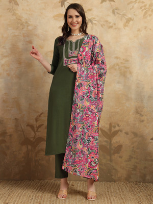 ZIBLON Embroidered Kurta, Trouser/Pant & Dupatta Set