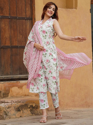 Tabahi Floral Print Kurta, Trouser/Pant & Dupatta Set