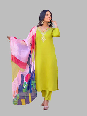 Tective Embroidered Kurta, Trouser/Pant & Dupatta Set